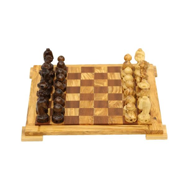 Olive Wood Chess Set on Raised Board