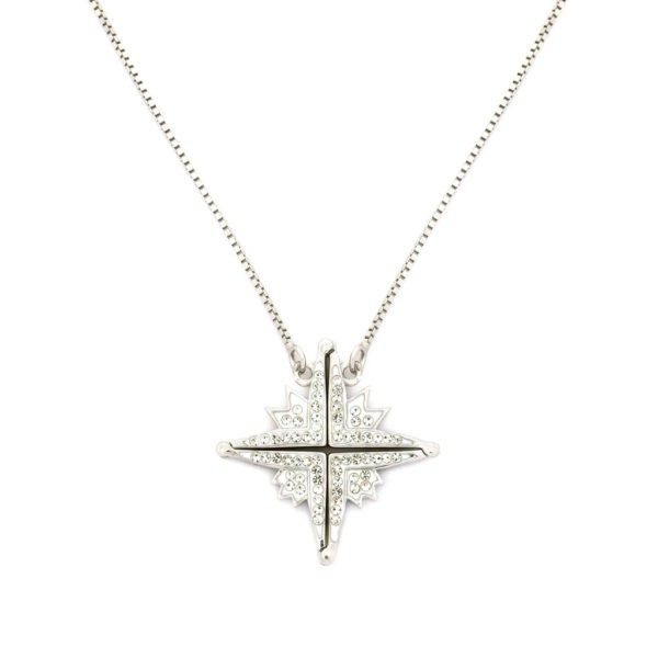 Sterling Silver Star of Bethlehem Necklace with Cubic Zirconia, Opening (Style 3)