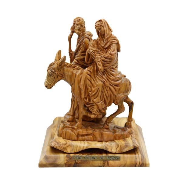 Olive Wood Flight to Egypt Sculpture with Donkey