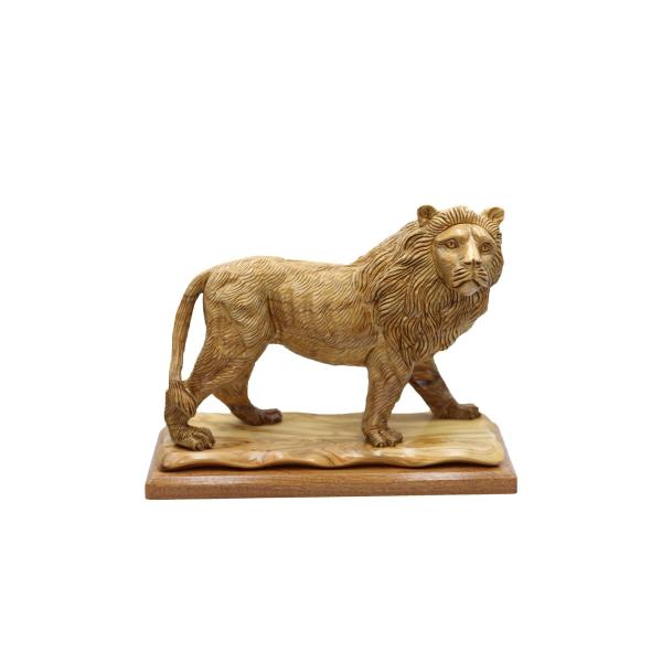 Olive Wood Standing Lion on Rectangular Base
