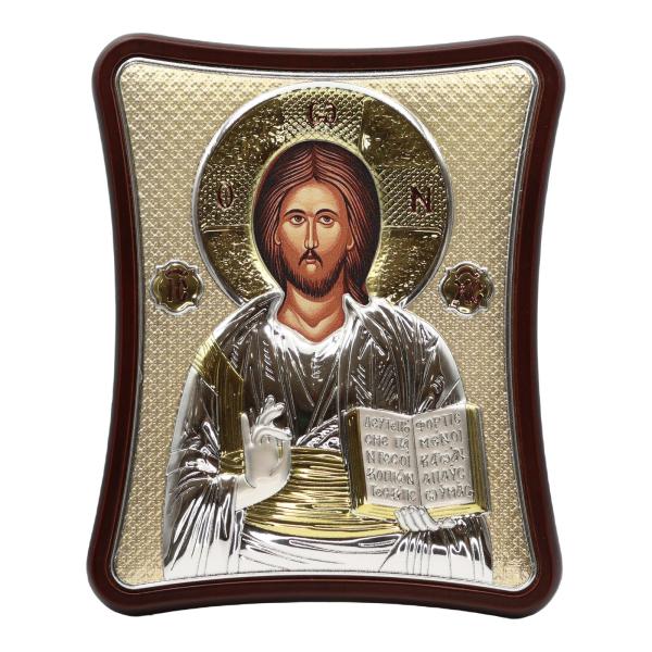 Silver-Plated Christ Pantocrator Icon