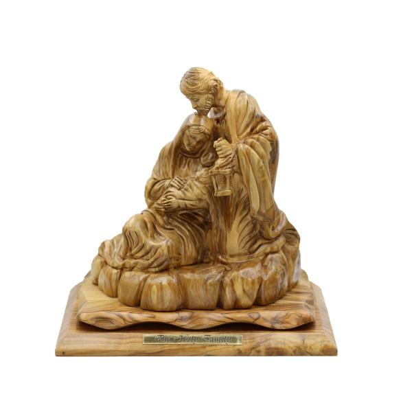 Olive Wood Seated Holy Family with Lantern