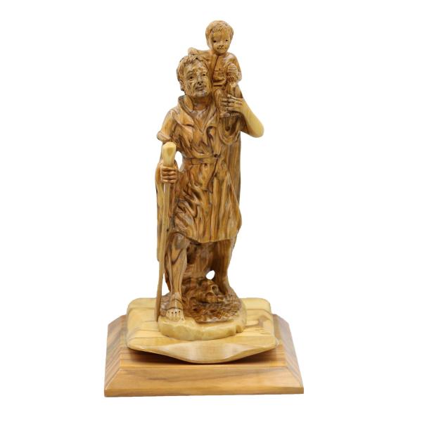 Olive Wood Saint Christopher Carrying Christ Child