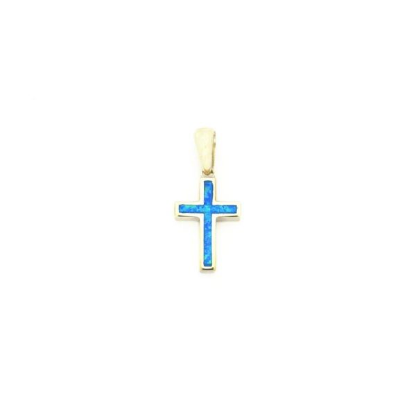 Sterling Silver Latin Cross Pendant with Opal (Style 1)