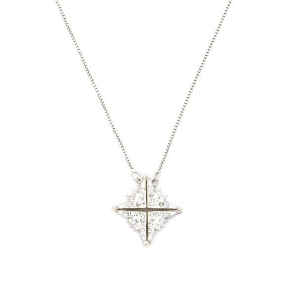 Sterling Silver Star of Bethlehem Necklace with Cubic Zirconia, Opening (Style 2)