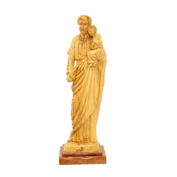 Olive Wood Saint Joseph with Child Jesus Statue