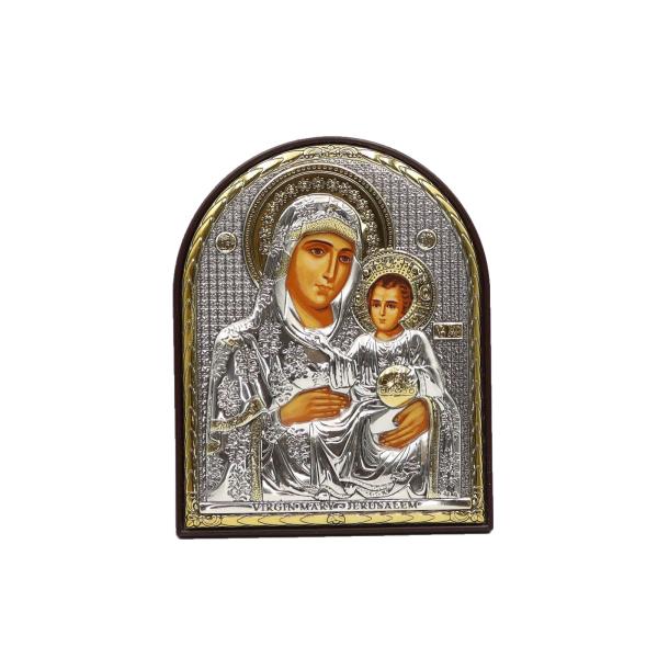Silver-Plated Virgin Mary of Jerusalem Icon