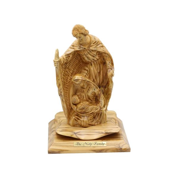 Olive Wood Standing Holy Family Sculpture