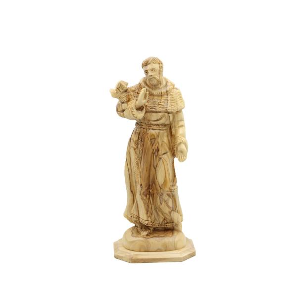 Olive Wood Saint Francis with Birds Statue