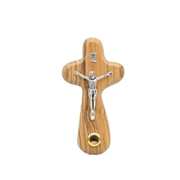 Olive Wood Holding Cross with Crucifix