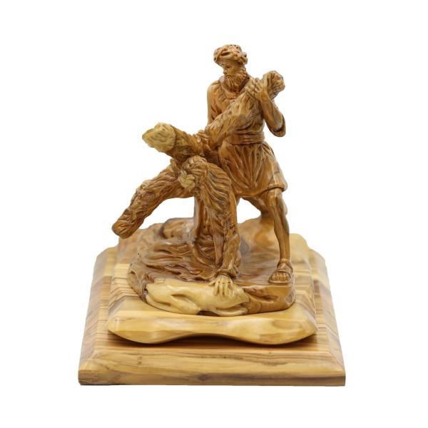 Olive Wood Jesus Falling with Roman Soldier