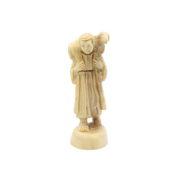 Olive Wood Shepherd with Sheep on Shoulders