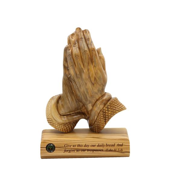 Olive Wood Praying Hands with Luke Verse Base