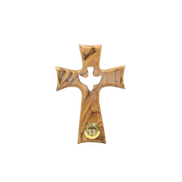 Olive Wood Cross with Cut-Out Dove