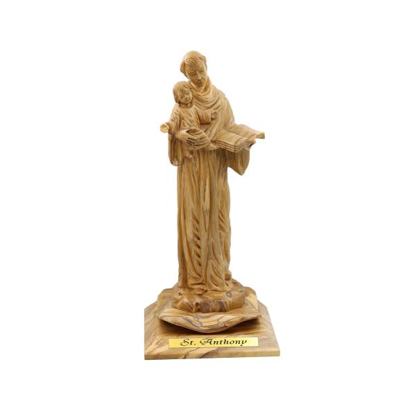 Olive Wood Saint Anthony with Child Statue