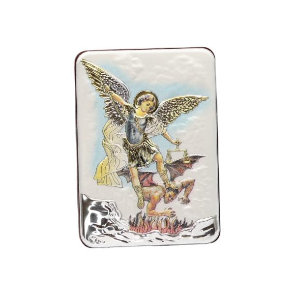 Coloured Winged Archangel Silver Icon