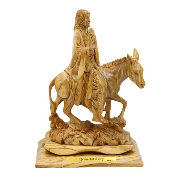Olive Wood Triumphal Entry Jesus on Donkey