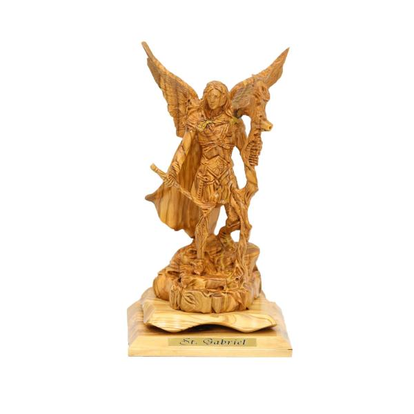 Olive Wood Saint Gabriel Archangel Statue
