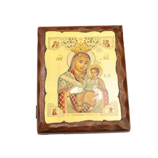 Madonna and Child Byzantine Icon on Carved Wood