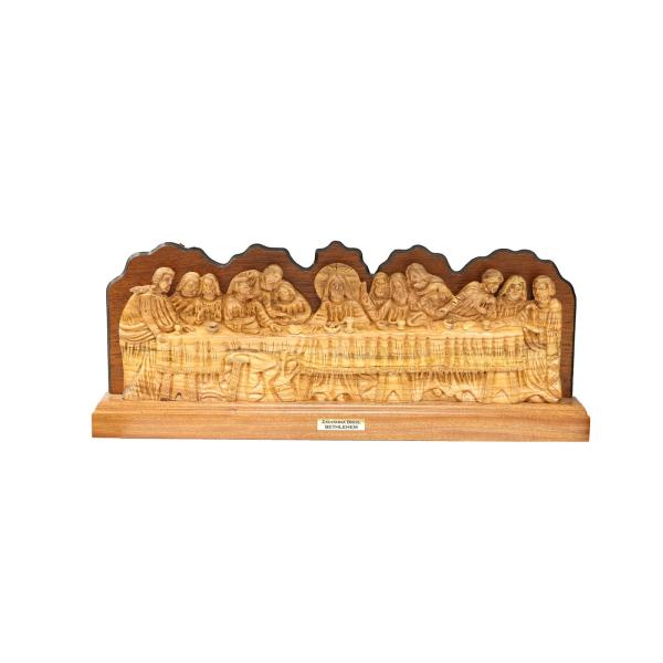 Olive Wood Last Supper Carving on Base
