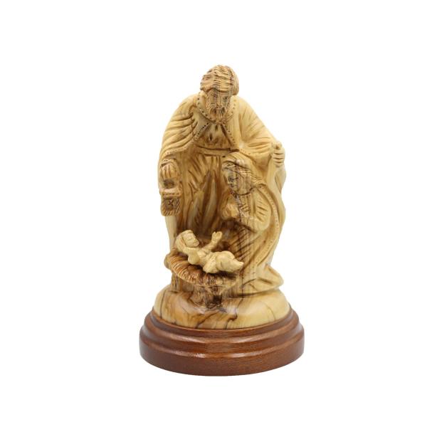 Olive Wood Holy Family Over Manger