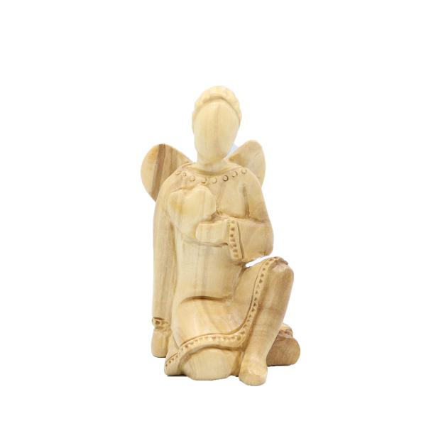 Olive Wood Kneeling Angel with Praying Hands