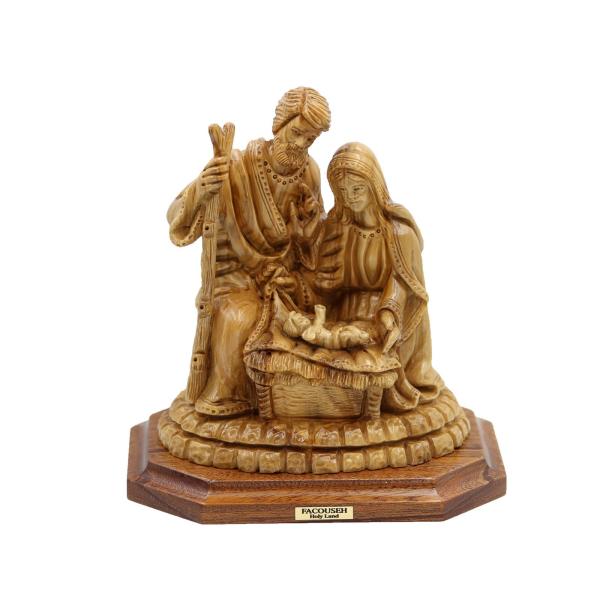 Olive Wood Holy Family at the Manger