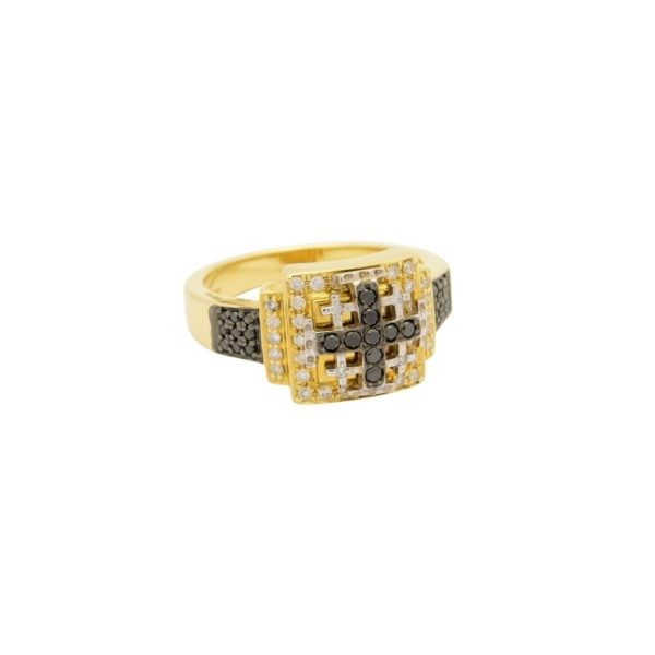 14K Yellow Gold Jerusalem Cross Ring with 0.52 ct Diamonds
