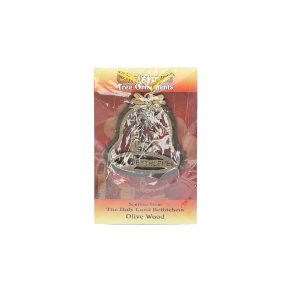 Olive Wood Bell Nativity Christmas Ornament