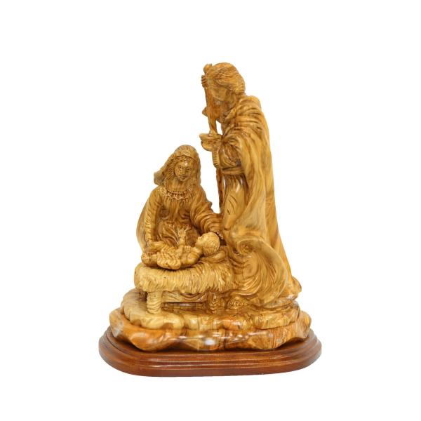 Olive Wood Nativity Holy Family with Manger