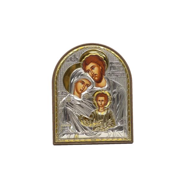 Silver-Plated Holy Family Arched Icon