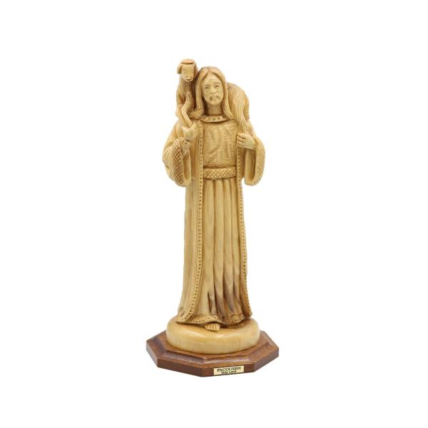 Olive Wood Good Shepherd with Lamb Statue