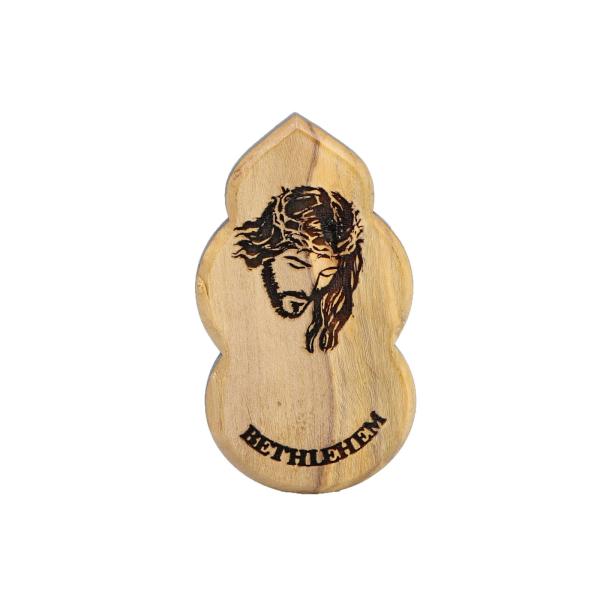 Olive Wood Face of Jesus Bethlehem Magnet