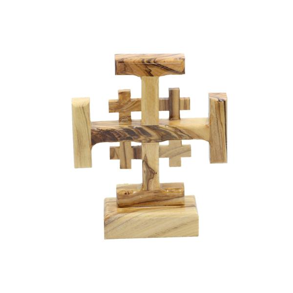 Olive Wood Standing Jerusalem Cross