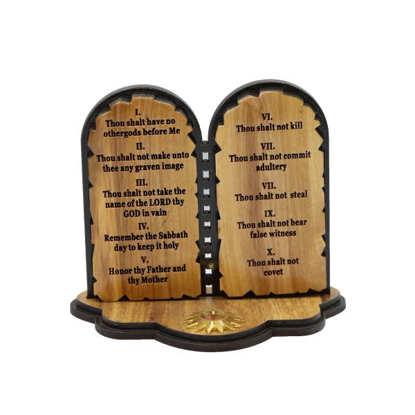 Olive Wood Ten Commandments Tablets Stand