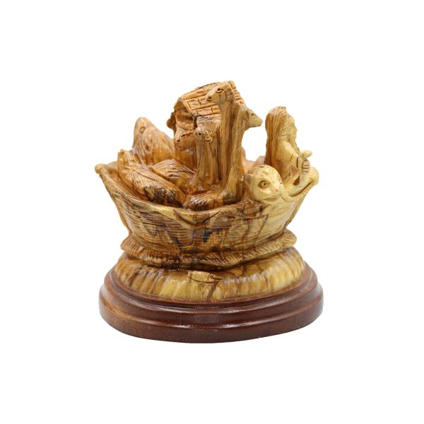 Olive Wood Noahs Ark with Animal Pairs
