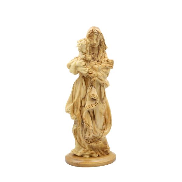 Olive Wood Standing Madonna and Child Statue
