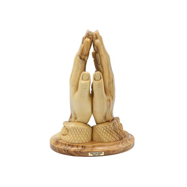 Olive Wood Praying Hands on Oval Base