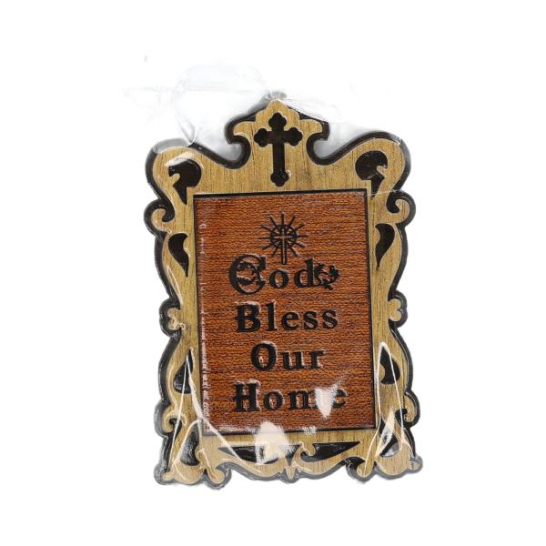 Small Olive Wood God Bless Our Home Plaque