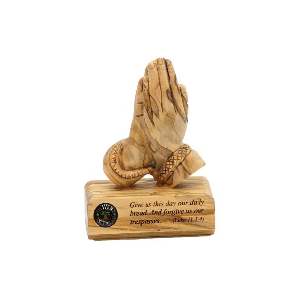 Olive Wood Praying Hands on Engraved Base