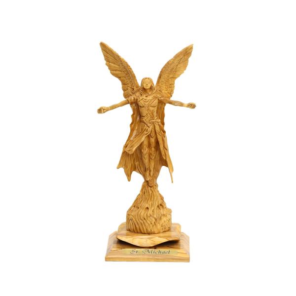 Olive Wood Saint Michael with Open Arms