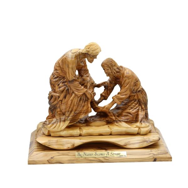 Olive Wood Washing of the Feet Sculpture