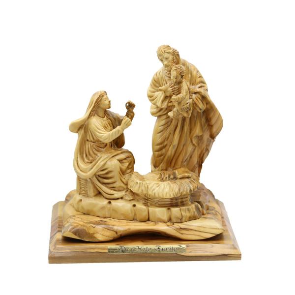 Olive Wood Holy Family with Empty Manger