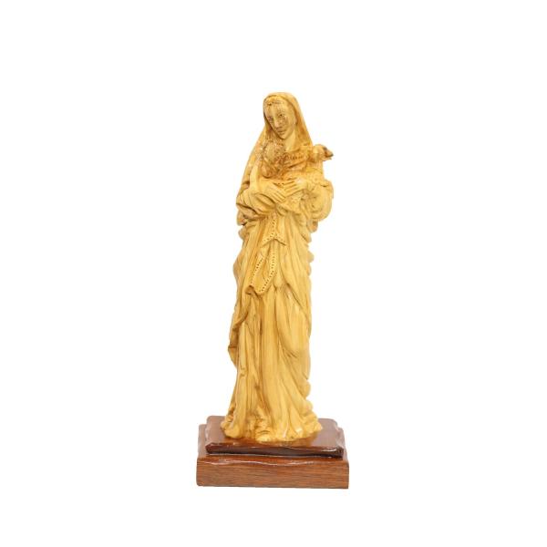 Olive Wood Madonna and Child Statue with Lamb