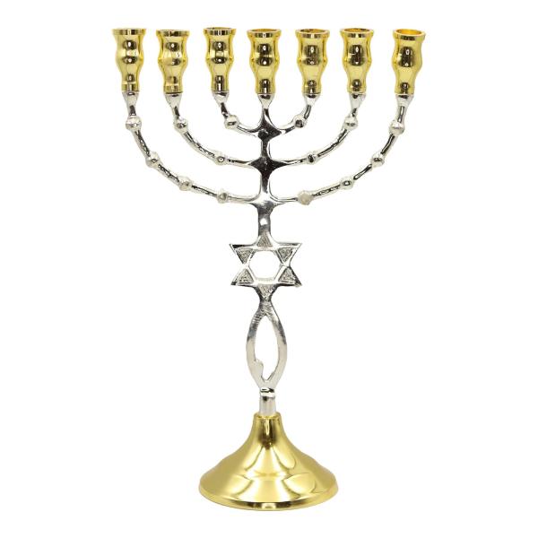 Silver and Gold Seven-Branch Menorah