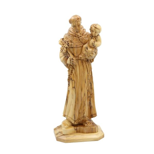 Olive Wood Friar with Child Jesus and Lilies