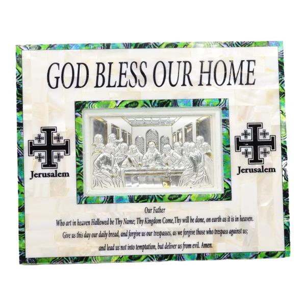 Mother of Pearl God Bless Our Home Last Supper Plaque