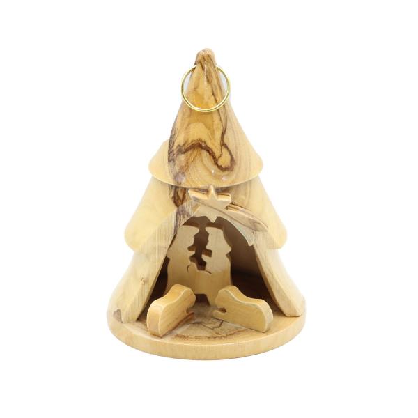 Olive Wood Christmas Tree Nativity Ornament