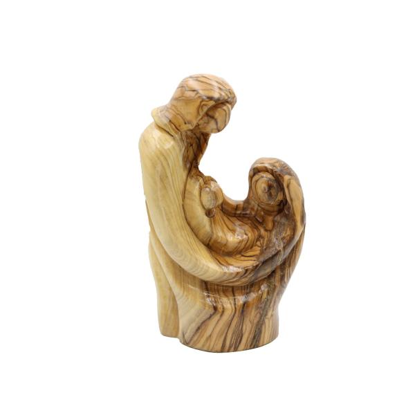 Olive Wood Faceless Holy Family Embrace Sculpture