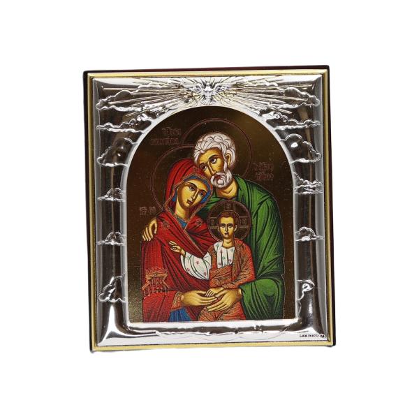 Silver-Plated Holy Family Icon Panel
